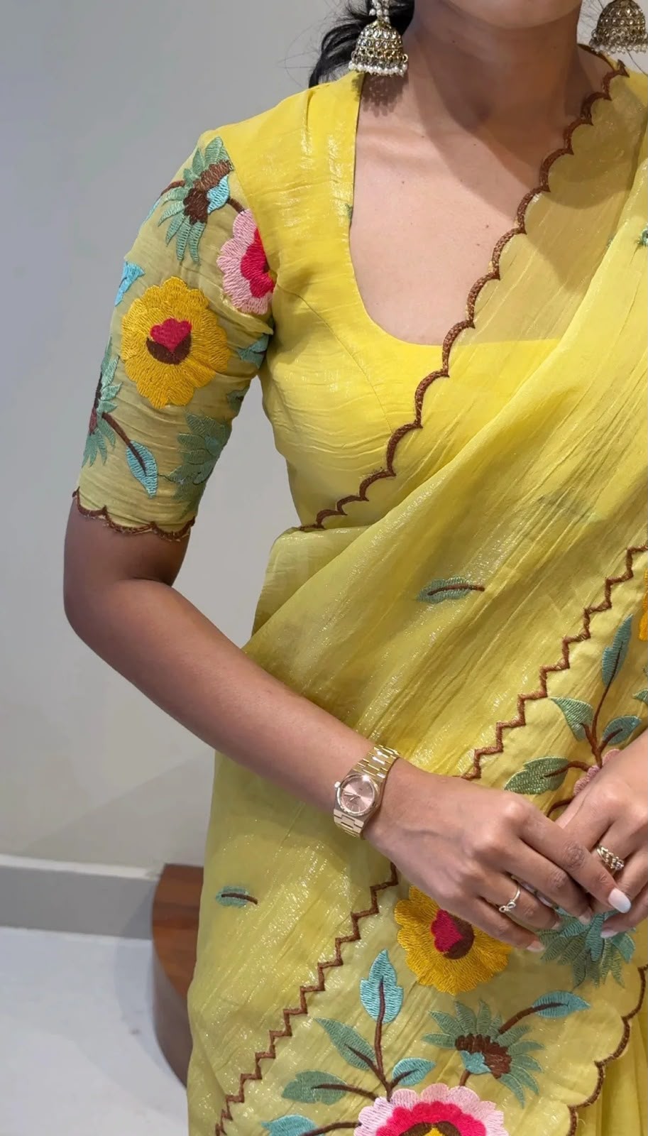 Crunchy Sunflower Party Wear Designer Saree