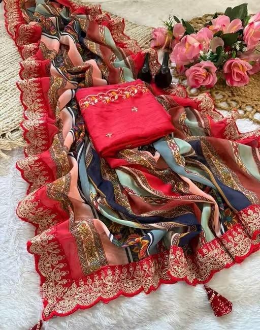 Turn heads and redefine elegance - Striped Colorful Unique Saree