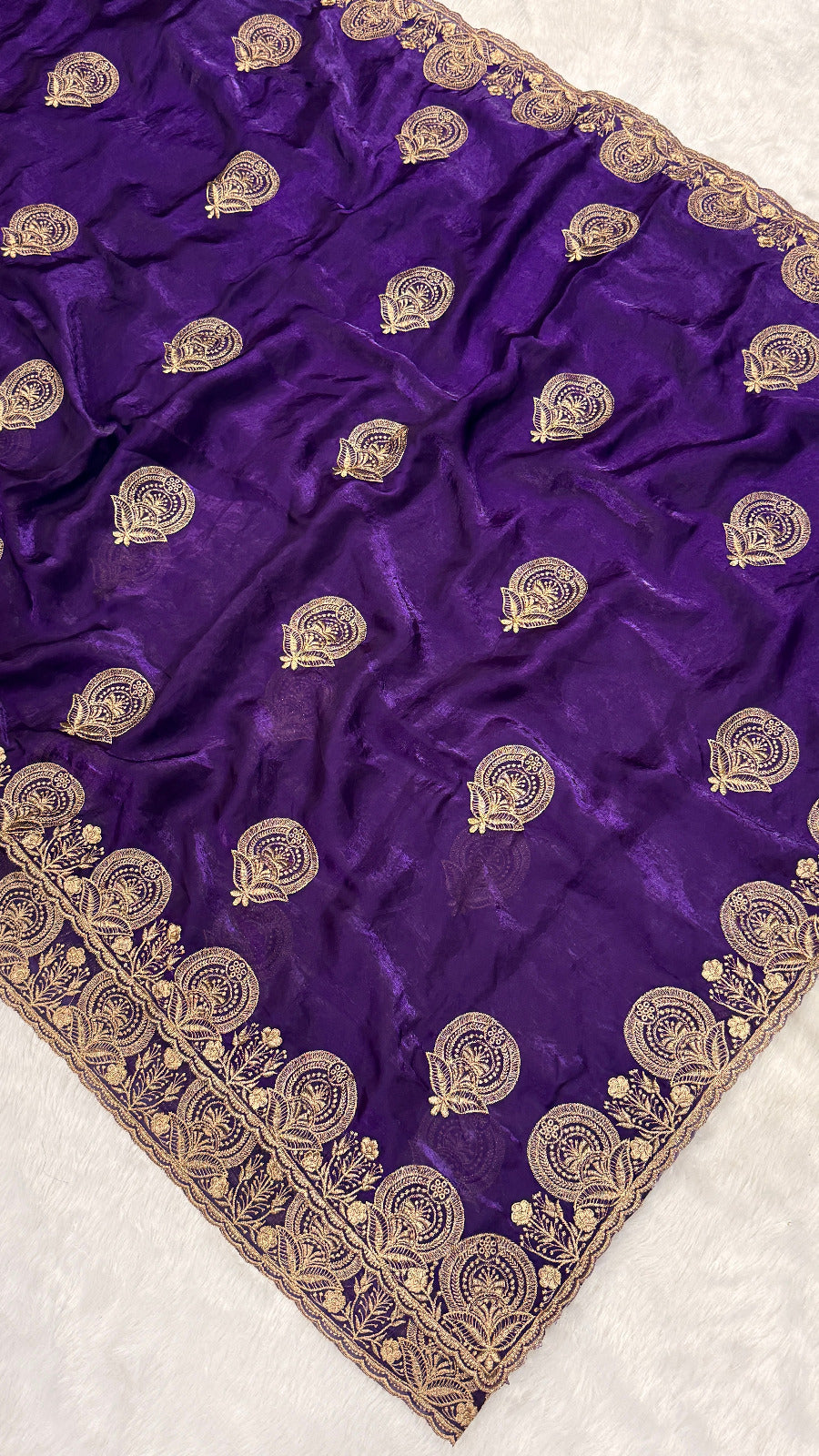Sheer Elegance Exquisite Heavy Fandy Satin Silk Saree