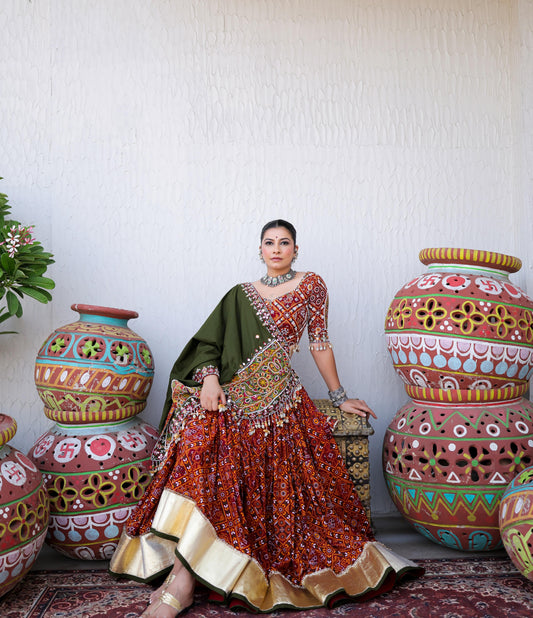 Pure Muslin Cotton Real Mirror Work Lehenga Choli