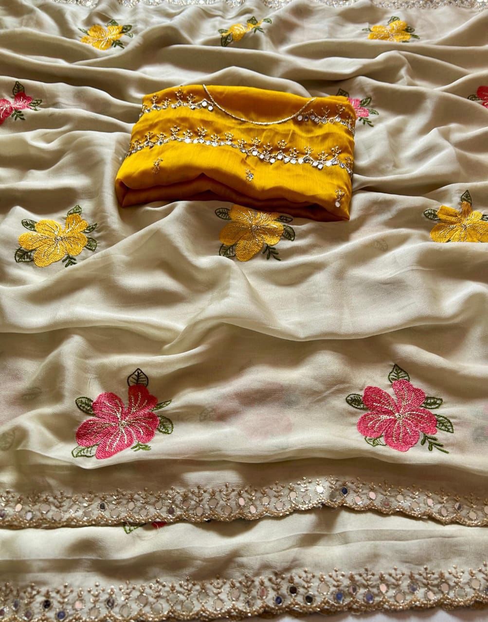 Style With Pride In Mirror Work Rangoli Silk Saree