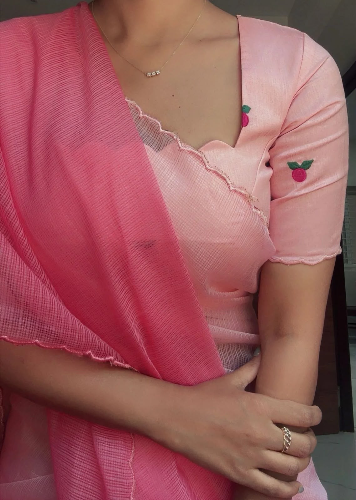 Pink Premium Viscose Kota Doriya Saree