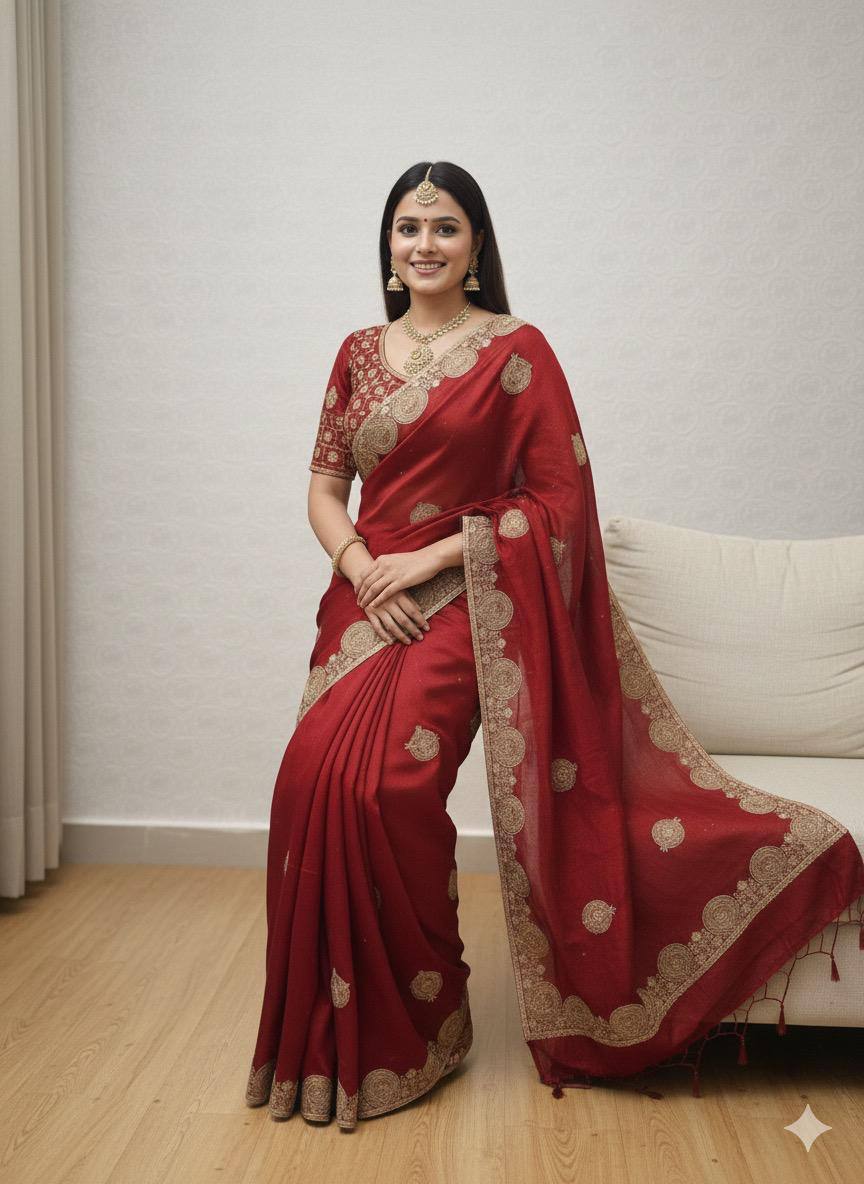RICH LOOK FUNCTIONS PARTY WEAR SAREE - FOUR UNIQUE COLORS