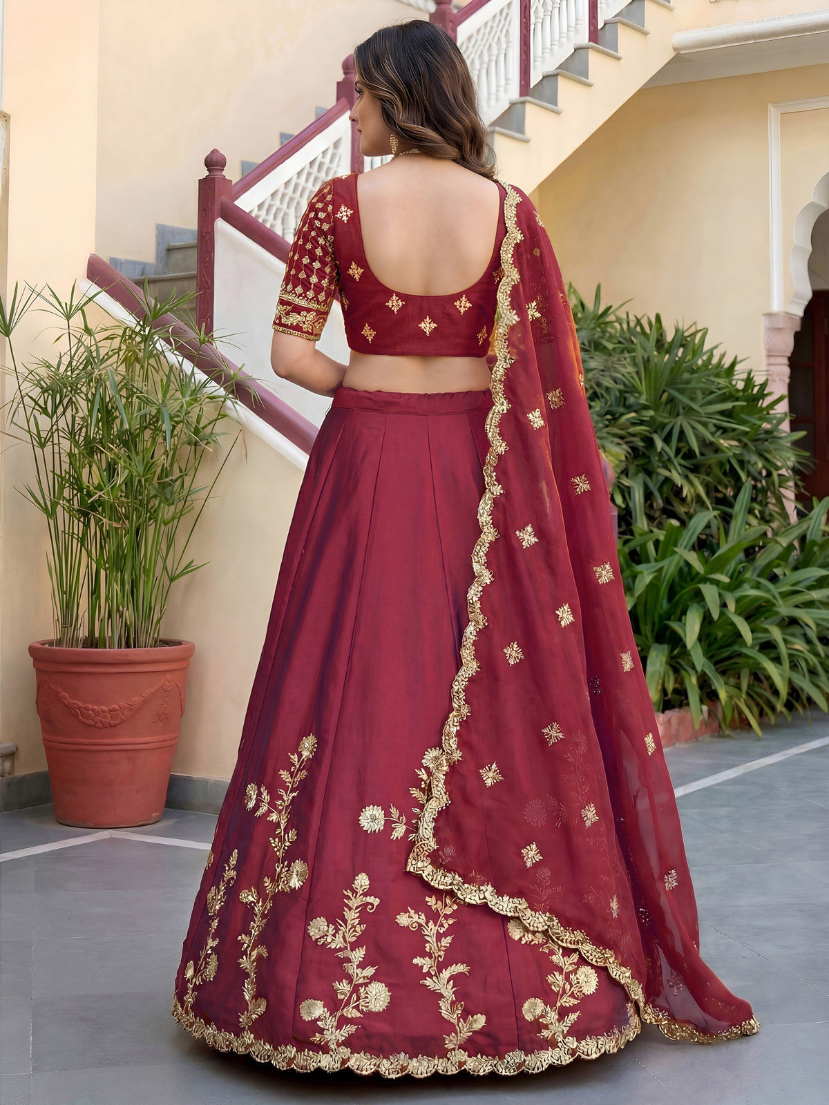 Rich Maroon Gracefull Embroidered Lehenga Choli