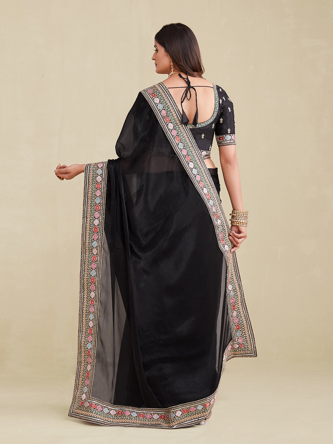 TIMELESS BLACK PREMIUM ORGANZA SAREE