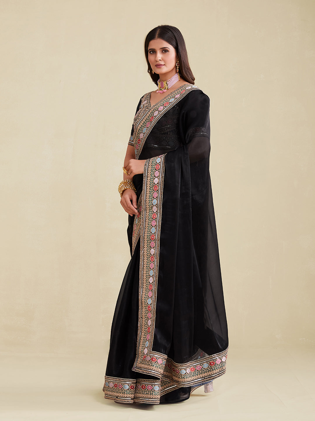 TIMELESS BLACK PREMIUM ORGANZA SAREE