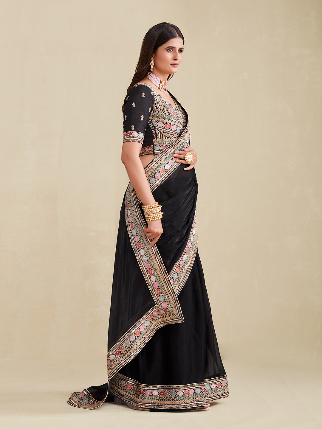 TIMELESS BLACK PREMIUM ORGANZA SAREE