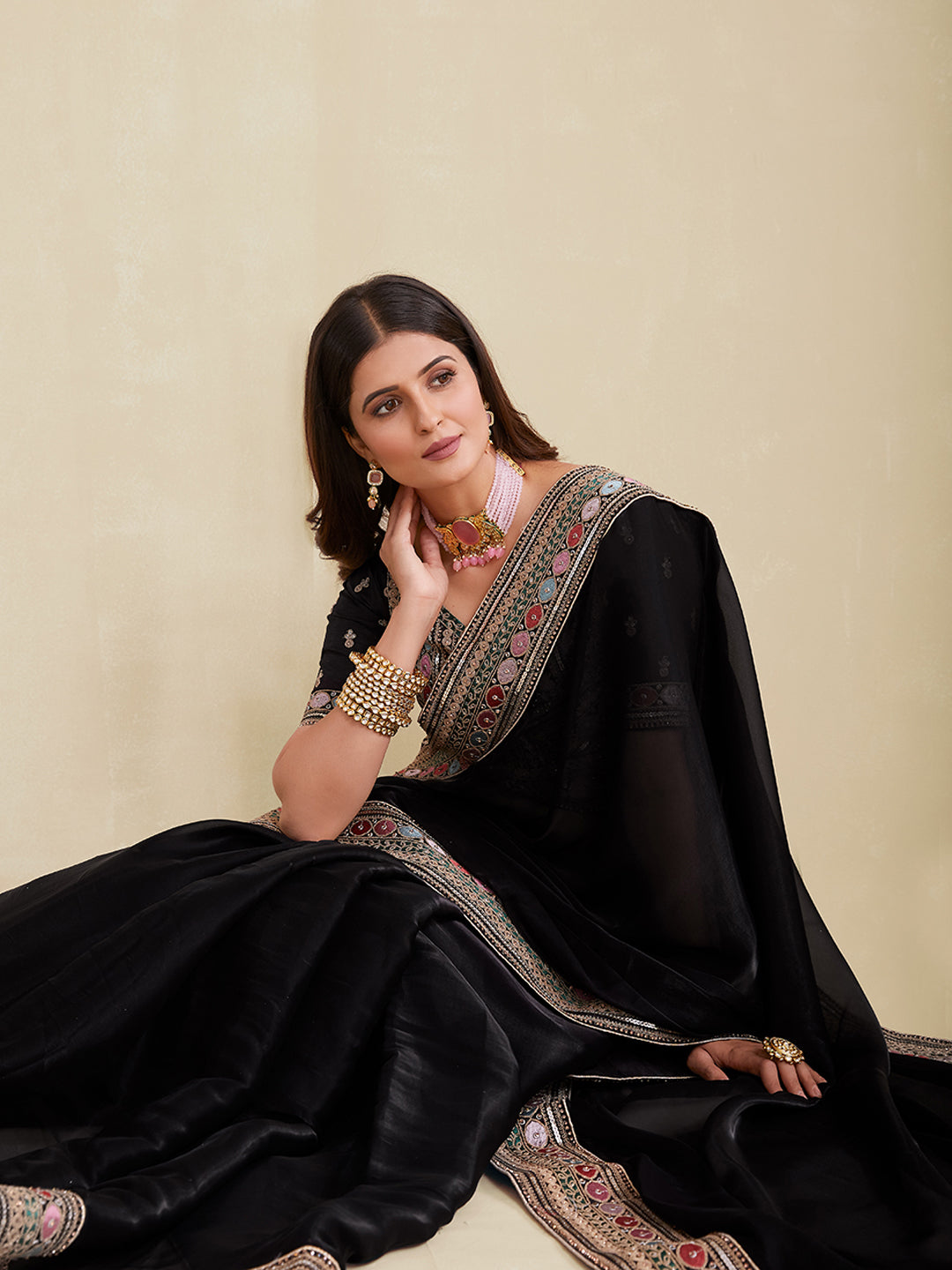 TIMELESS BLACK PREMIUM ORGANZA SAREE