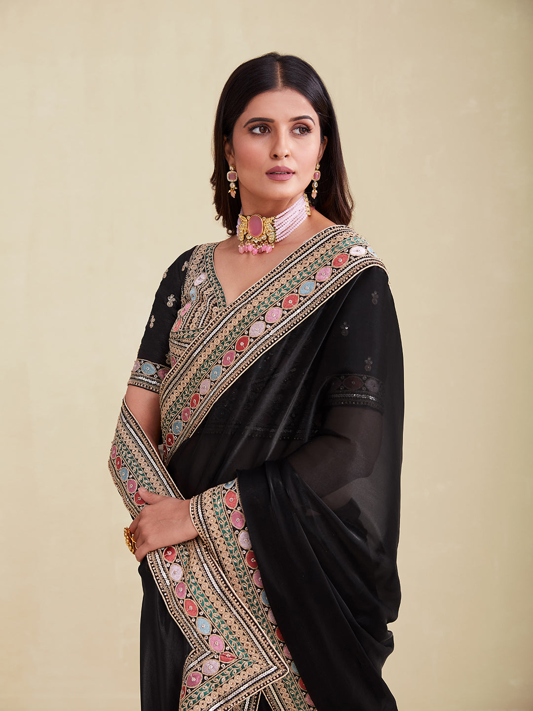 TIMELESS BLACK PREMIUM ORGANZA SAREE