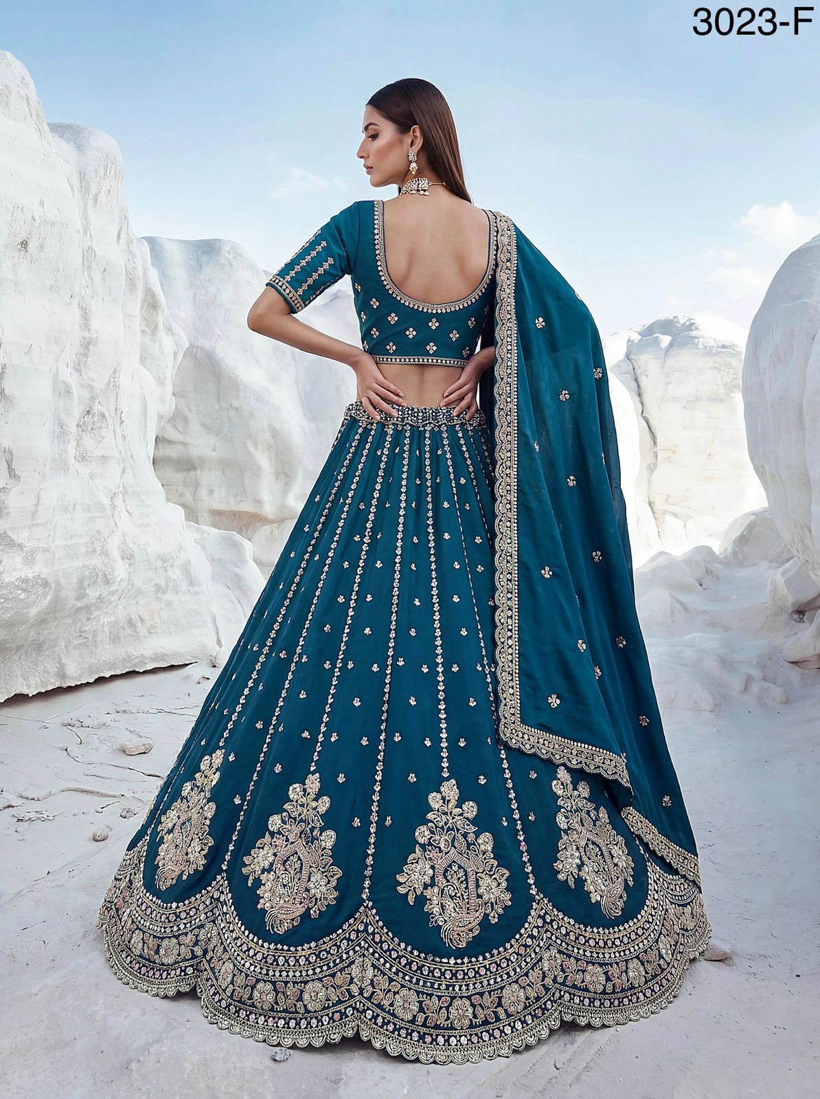 Twilight Bloom Intricate Handwork Designed Scalloped Lehenga Choli