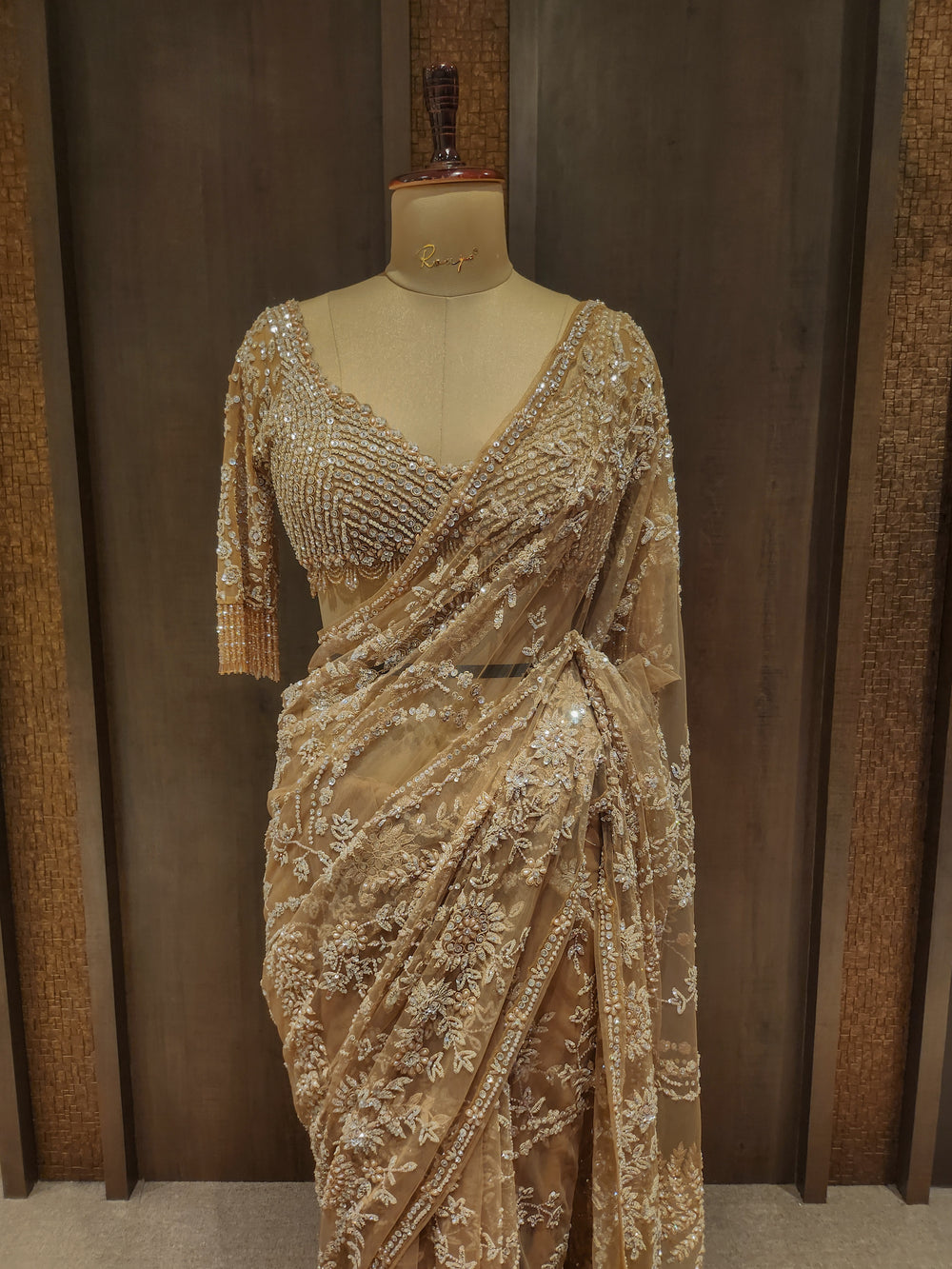 Bollywood Blockbuster 5mm Sequins Net Saree with Heavy Embroidered Blouse