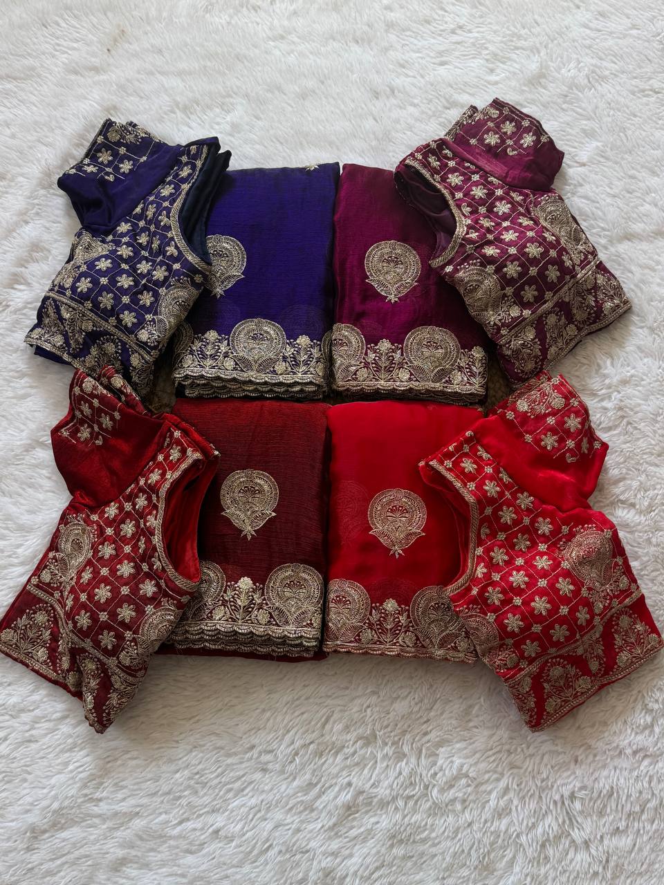 RICH LOOK FUNCTIONS PARTY WEAR SAREE - FOUR UNIQUE COLORS