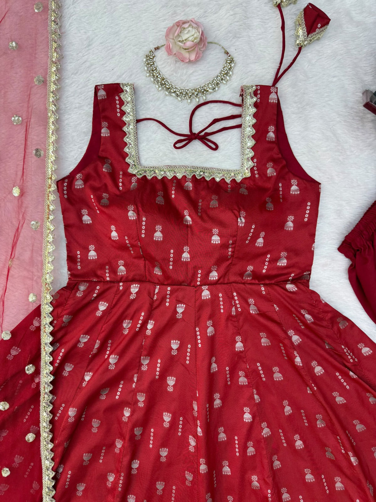 Red Designer Anarkali Set – Elegant Ethnic Wear