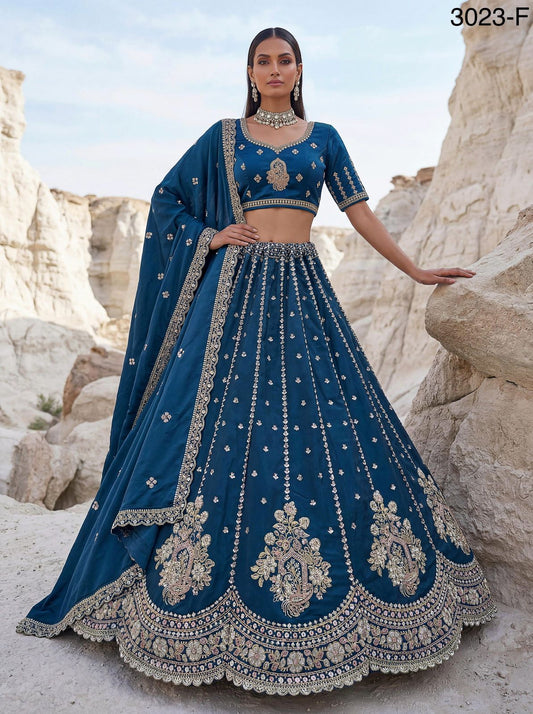 Twilight Bloom Intricate Handwork Designed Scalloped Lehenga Choli