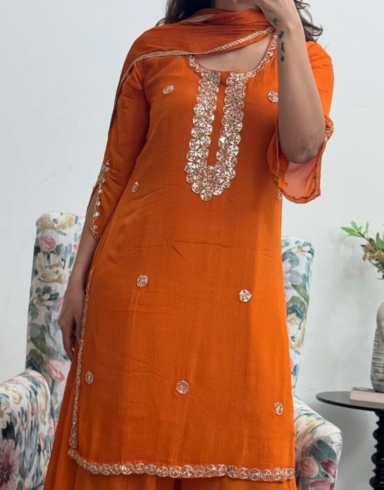 Orange Auspicious Timeless Suit Set