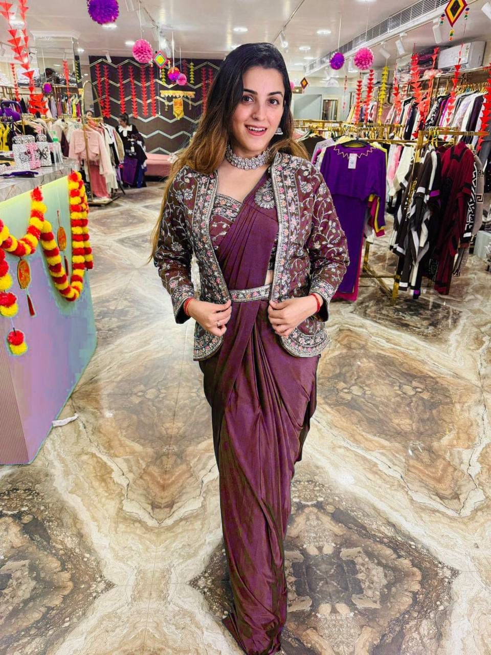 JACKET COORD PREMIUM SAREE SET - READY TO WEAR