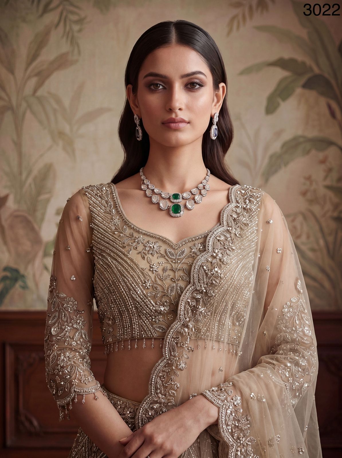 The Antique Gold Chevron Lehenga Choli Along With Designed Dupatta