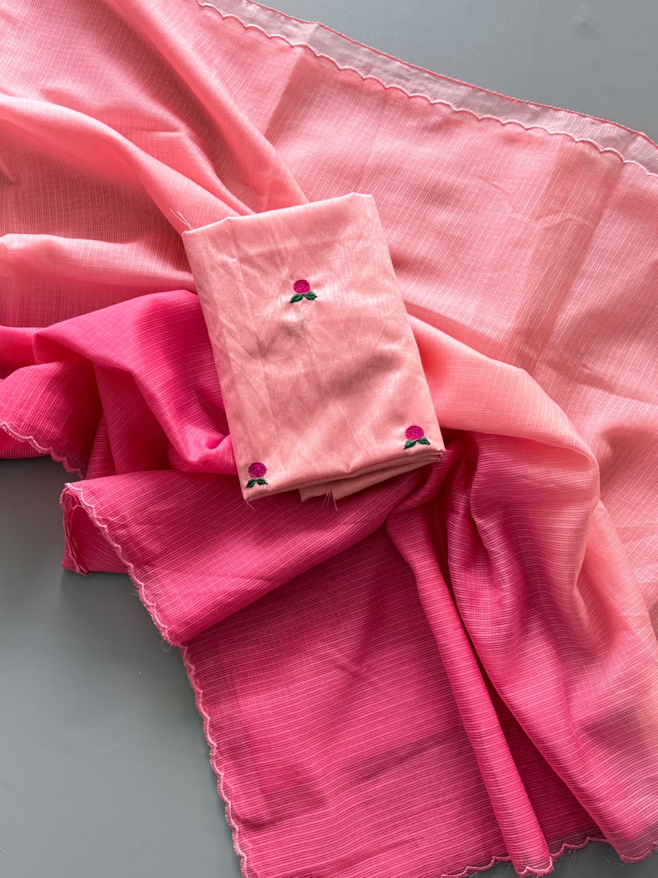 Pink Premium Viscose Kota Doriya Saree