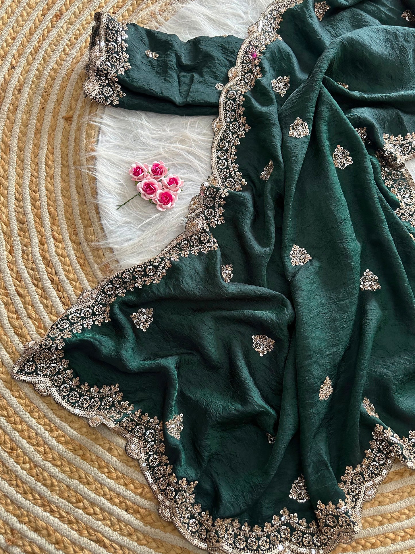 Forest Grace Fandy Silk Shimmer Colorful Sarees