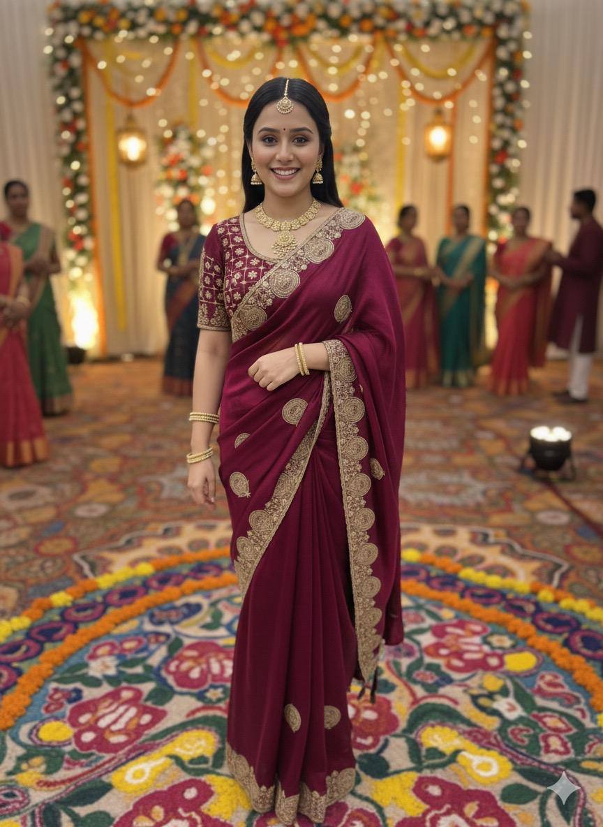RICH LOOK FUNCTIONS PARTY WEAR SAREE - FOUR UNIQUE COLORS