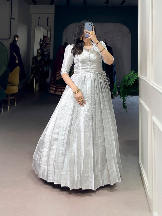 Silver Innings Gown Draped in culture, twirling in style