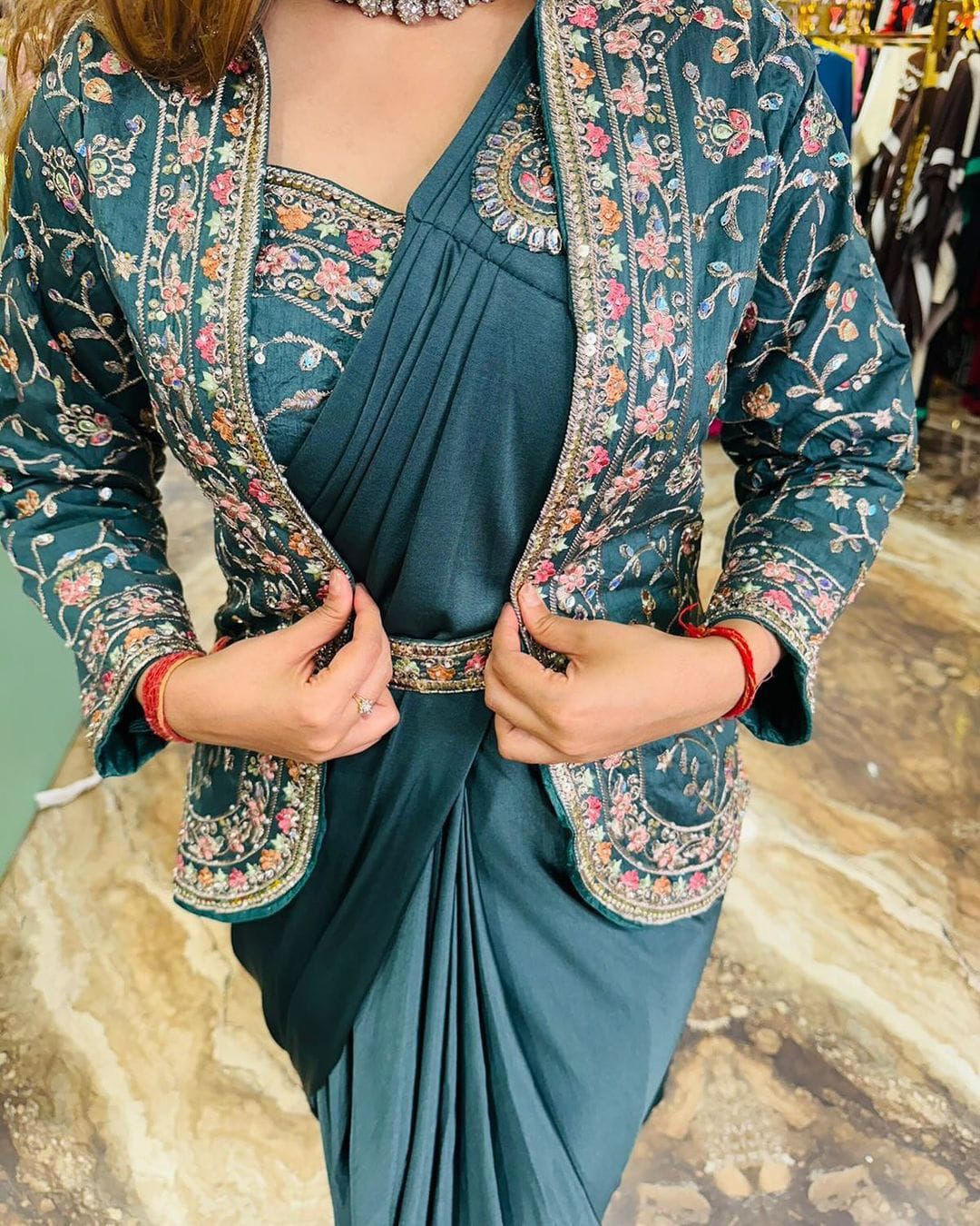JACKET COORD PREMIUM SAREE SET - READY TO WEAR