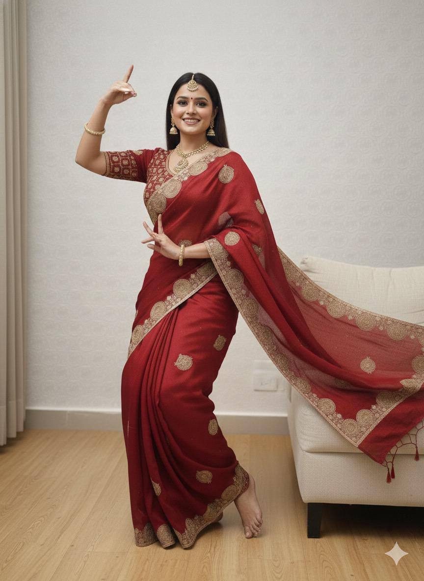RICH LOOK FUNCTIONS PARTY WEAR SAREE - FOUR UNIQUE COLORS
