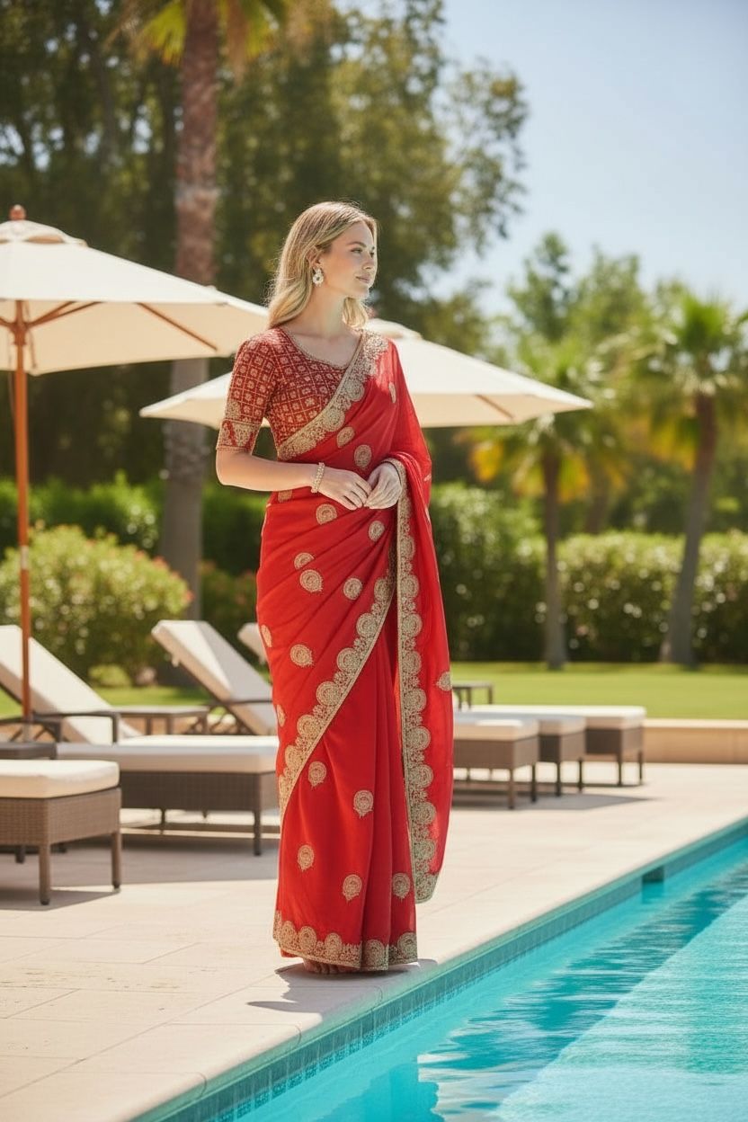 Sheer Elegance Exquisite Heavy Fandy Satin Silk Saree