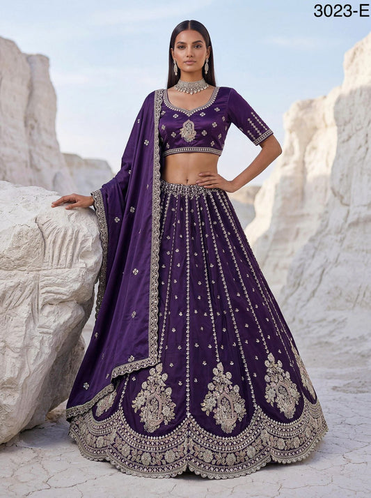 Twilight Bloom Intricate Handwork Designed Scalloped Lehenga Choli
