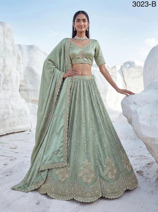 Twilight Bloom Intricate Handwork Designed Scalloped Lehenga Choli