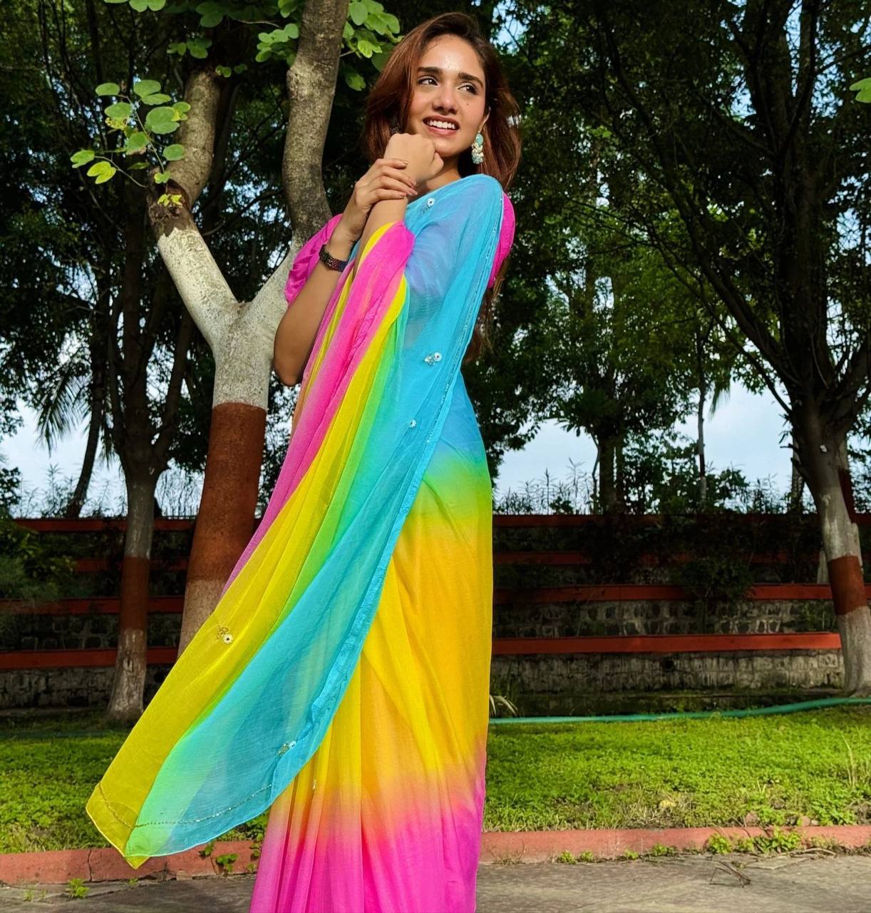 SUMMER FUN HANDWORK KHATALI WORK SAREE