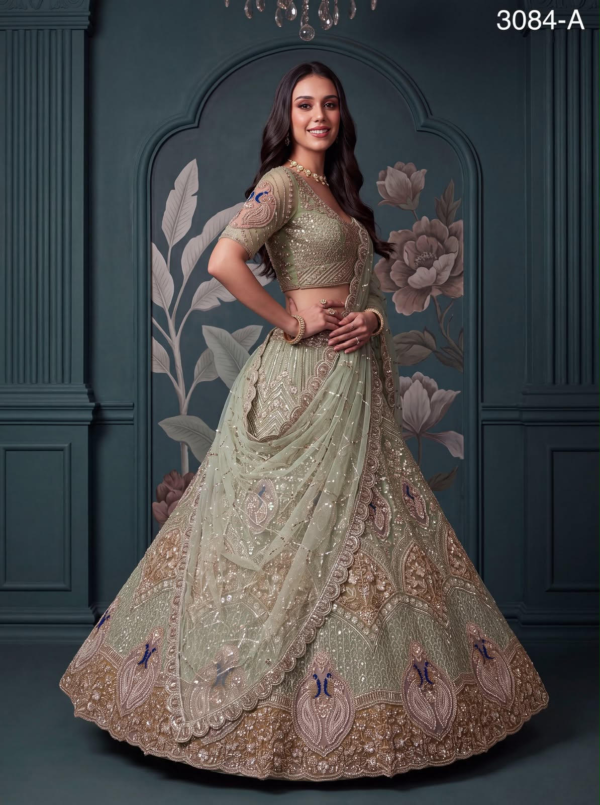 Peacock Handwork Motif and Beads work Designer Indian Wedding Lehenga Choli