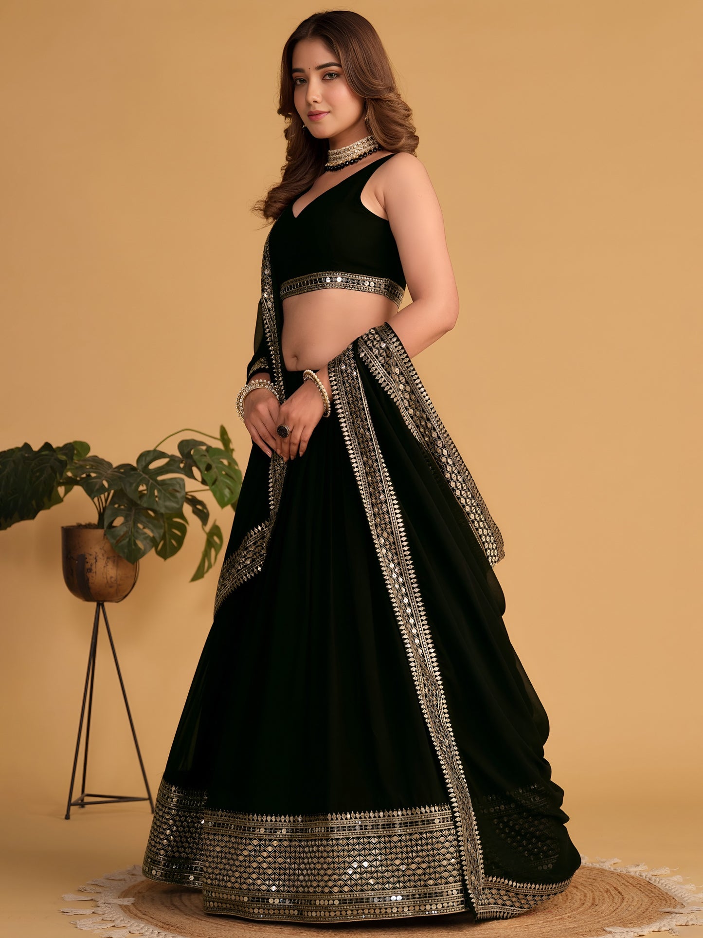 Midnight Noir Sequins Work Lehenga