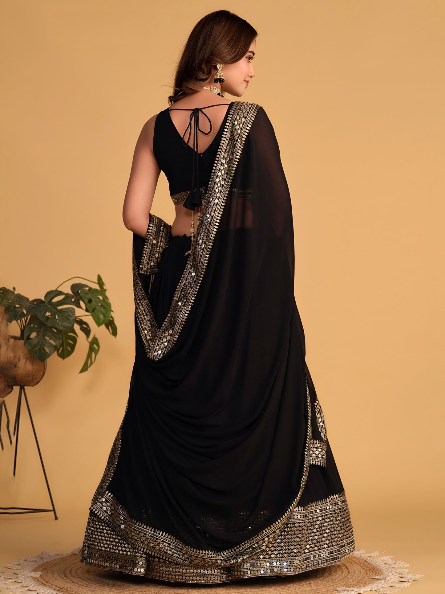Midnight Noir Sequins Work Lehenga