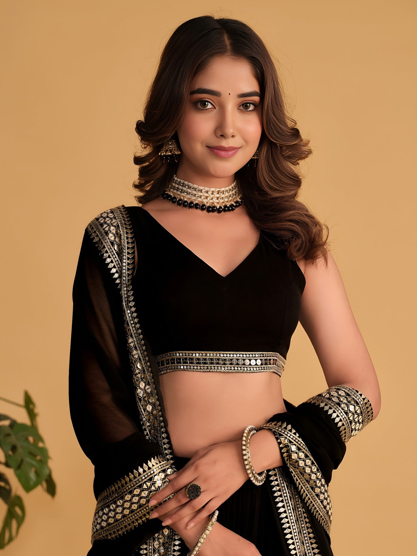 Midnight Noir Sequins Work Lehenga