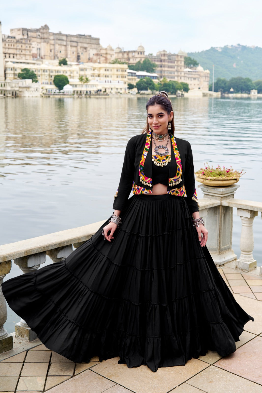 Black Stylish Indo Western Colors of culture Lehenga