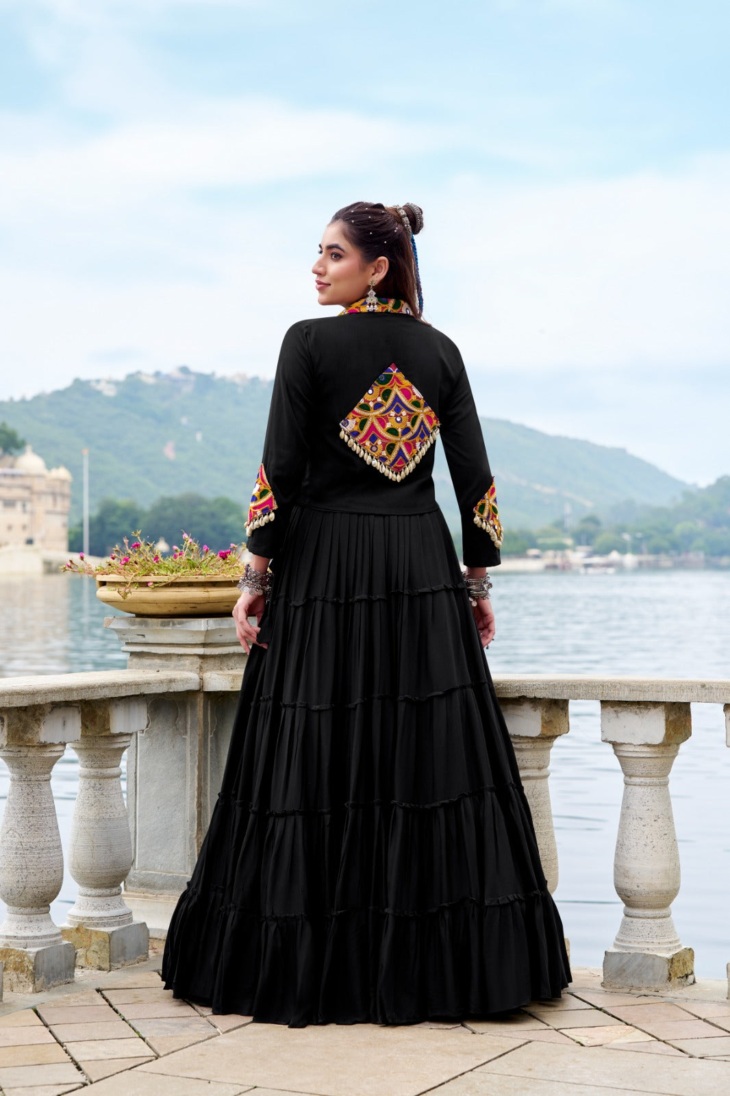 Black Stylish Indo Western Colors of culture Lehenga
