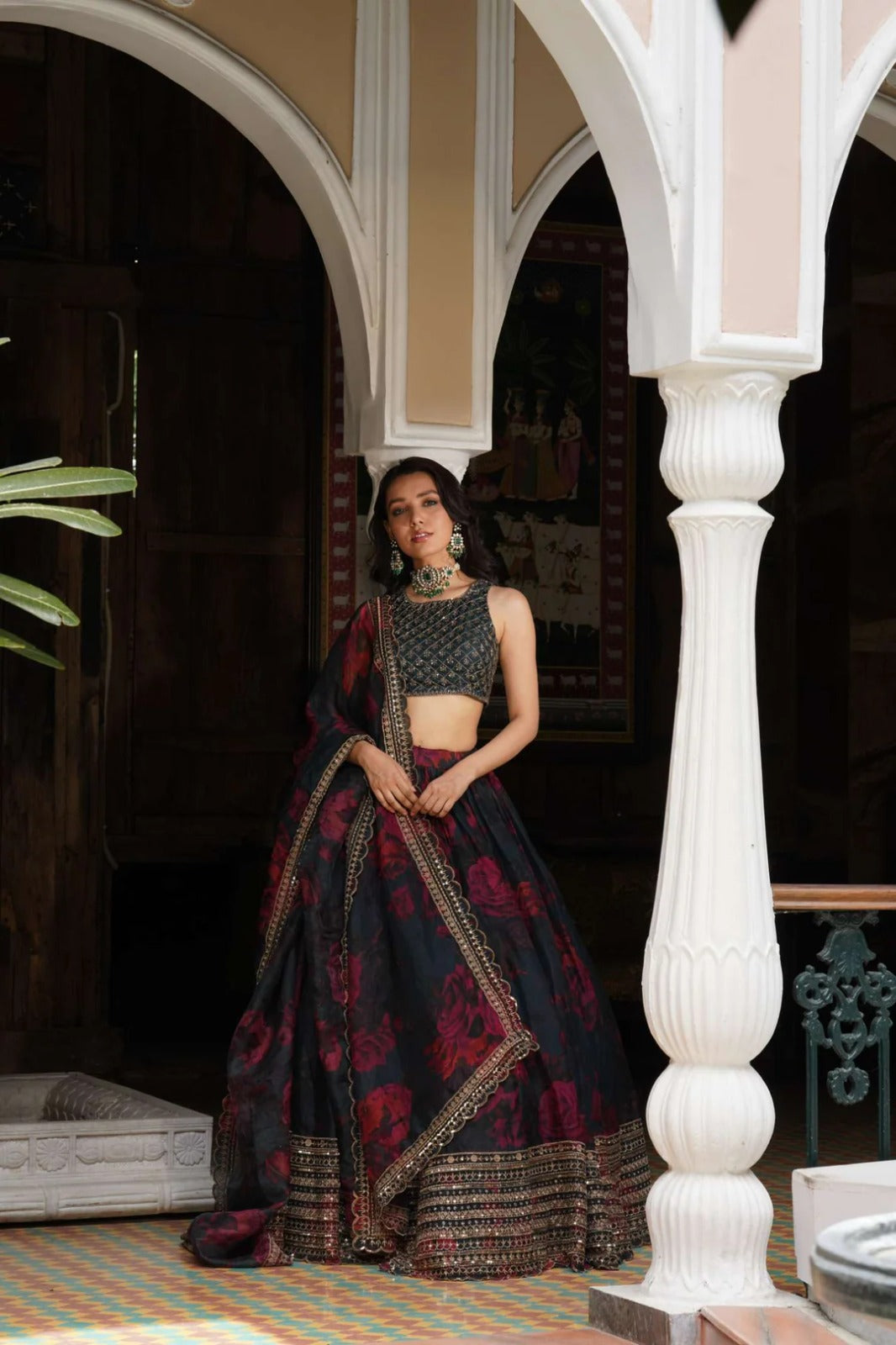 Intricate Sequins Timeless Floral Charm Lehanga