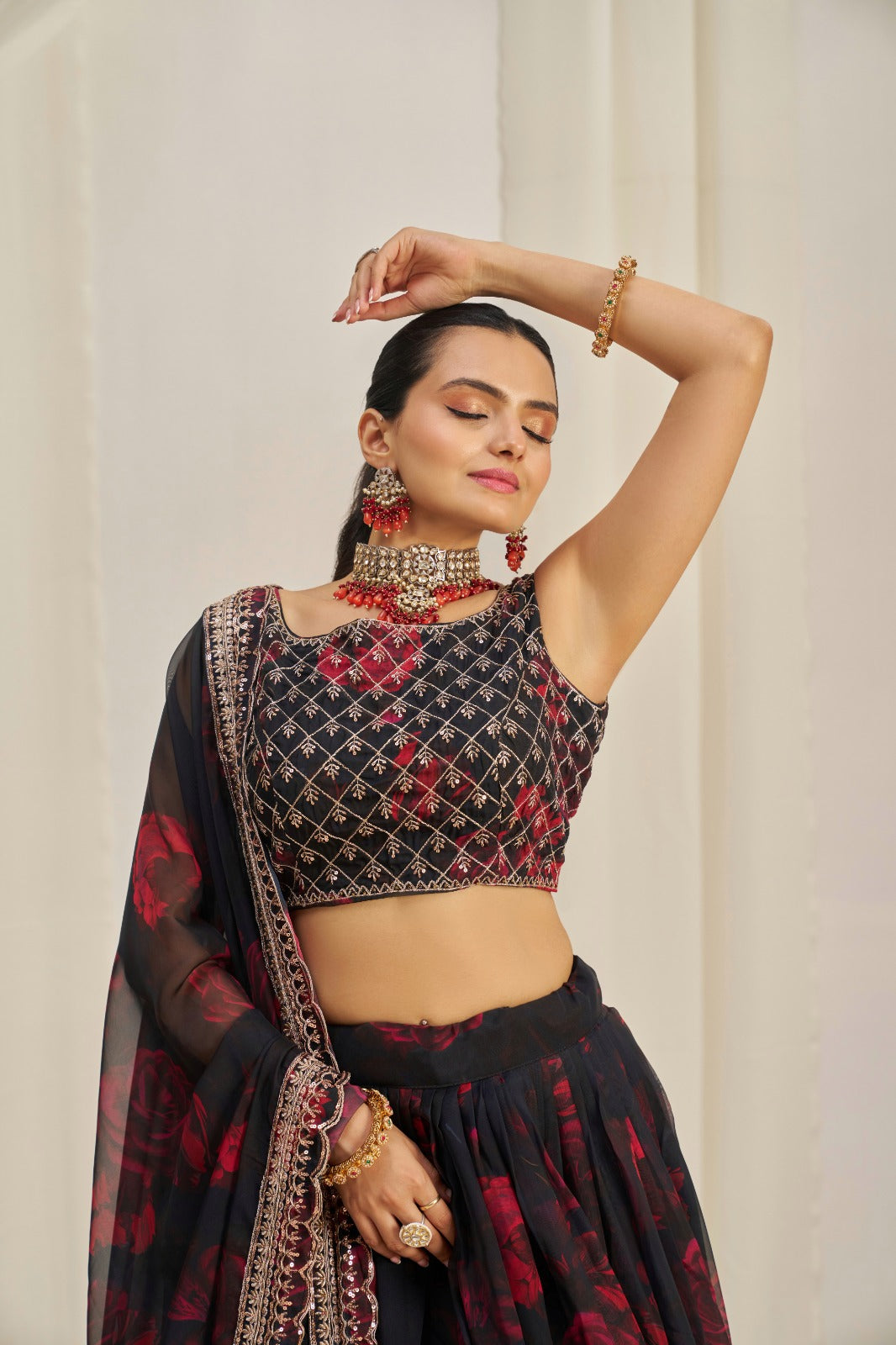 Intricate Sequins Timeless Floral Charm Lehanga