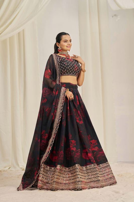 Intricate Sequins Timeless Floral Charm Lehanga