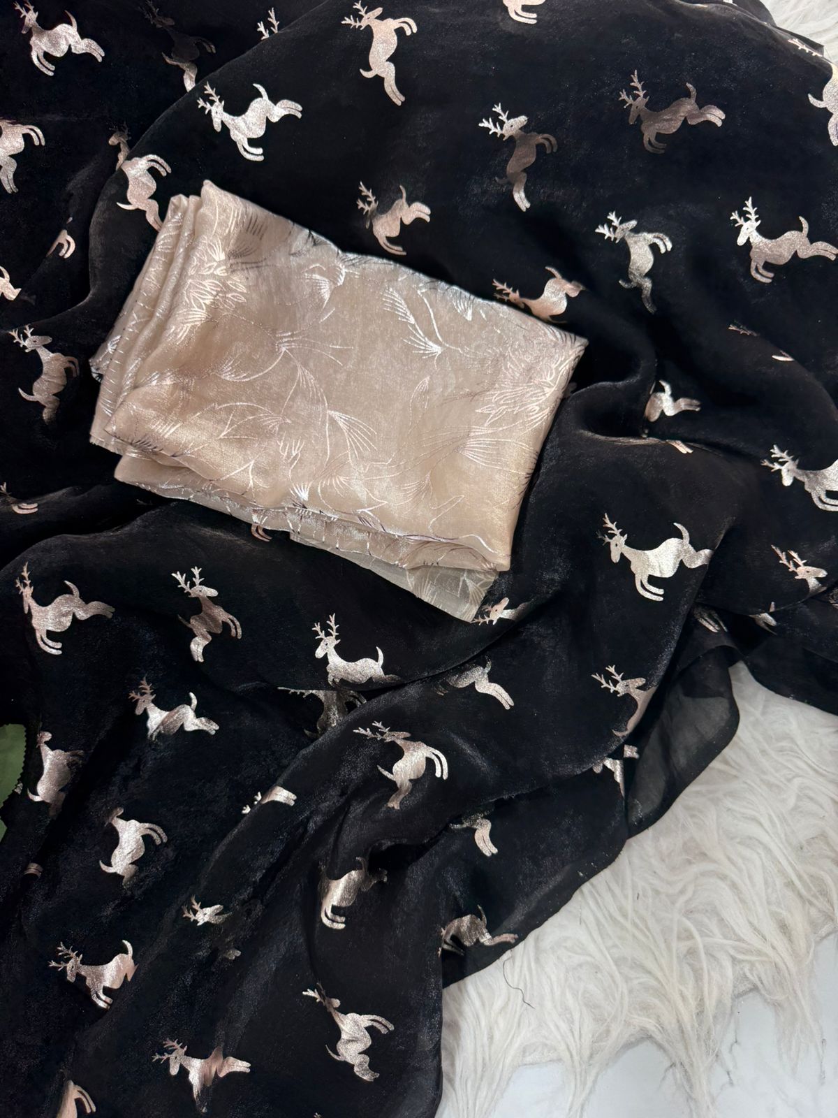 Pure Space Silk Saree in Midnight Black