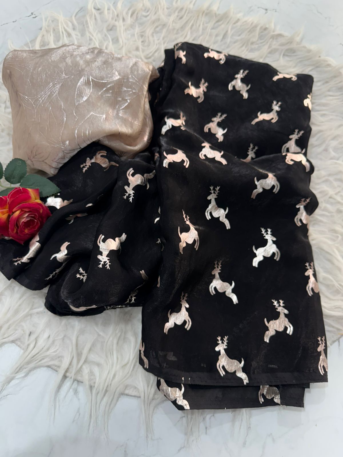 Pure Space Silk Saree in Midnight Black