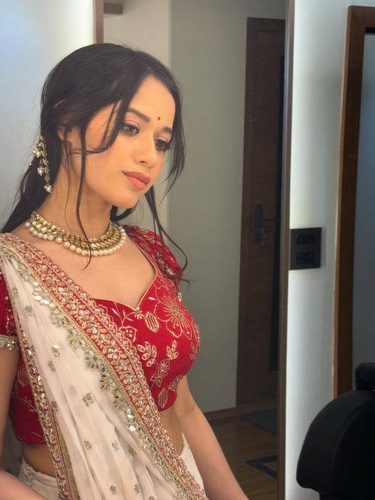 Stunning Ethnic Real Mirror Work Designer Saree