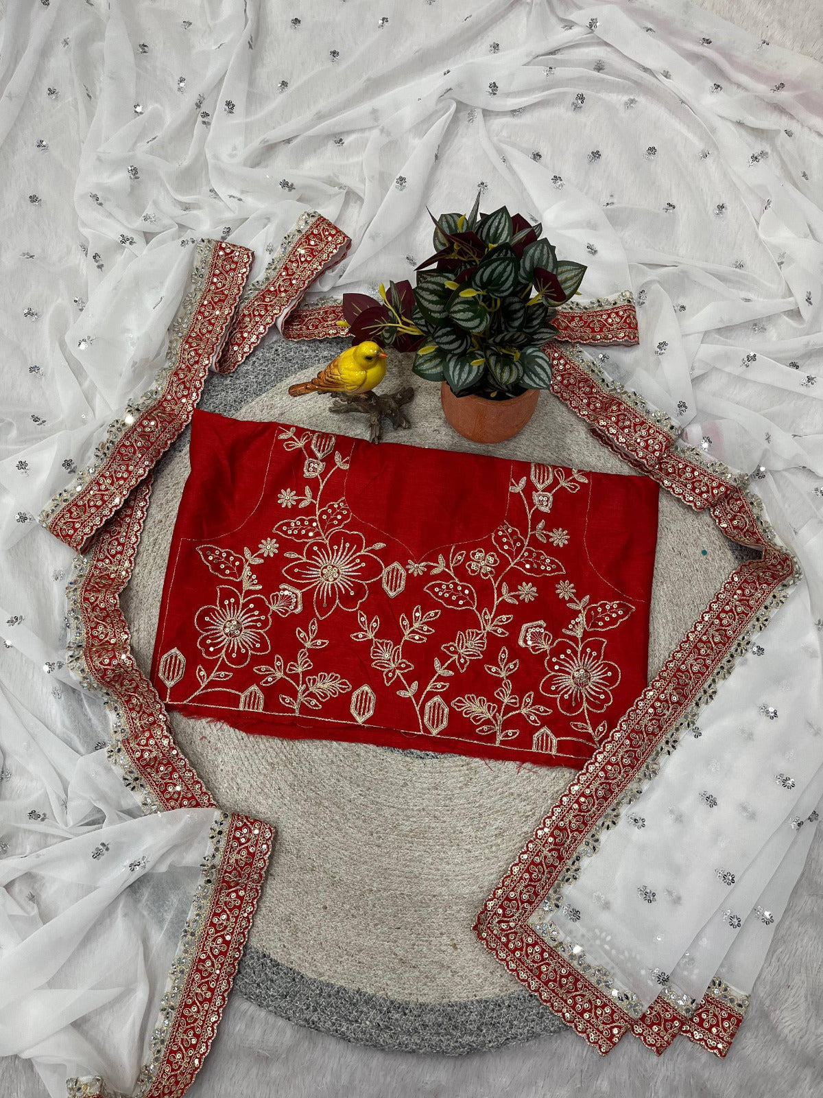 Stunning Ethnic Real Mirror Work Designer Saree