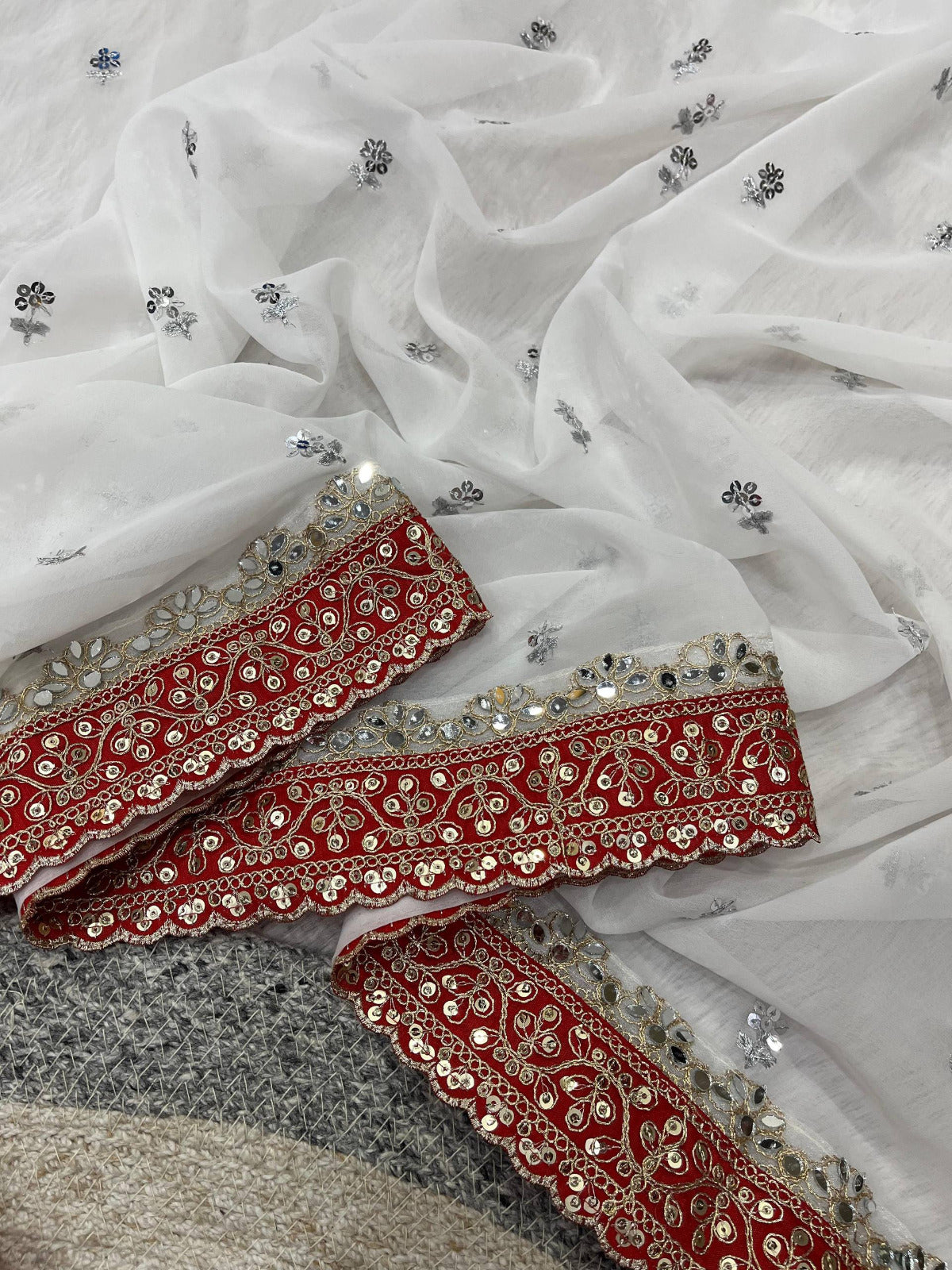 Stunning Ethnic Real Mirror Work Designer Saree