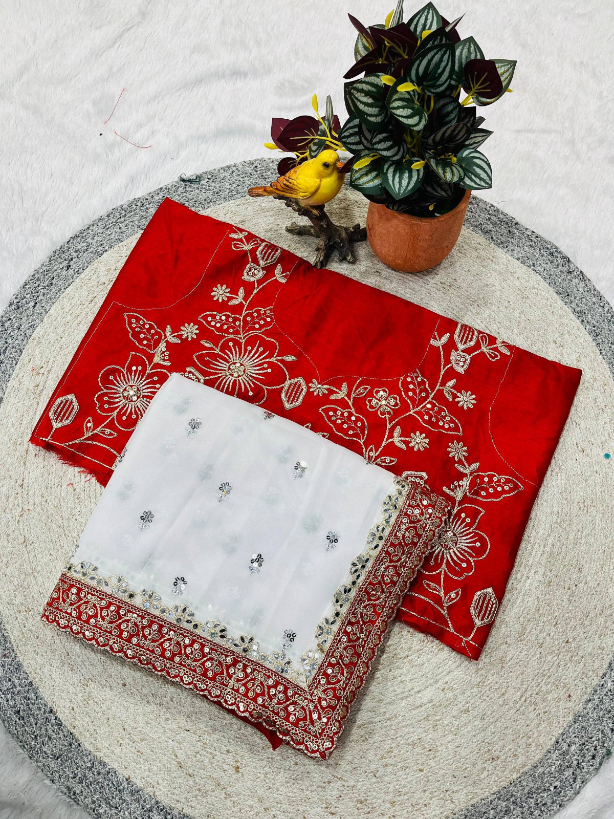 Stunning Ethnic Real Mirror Work Designer Saree