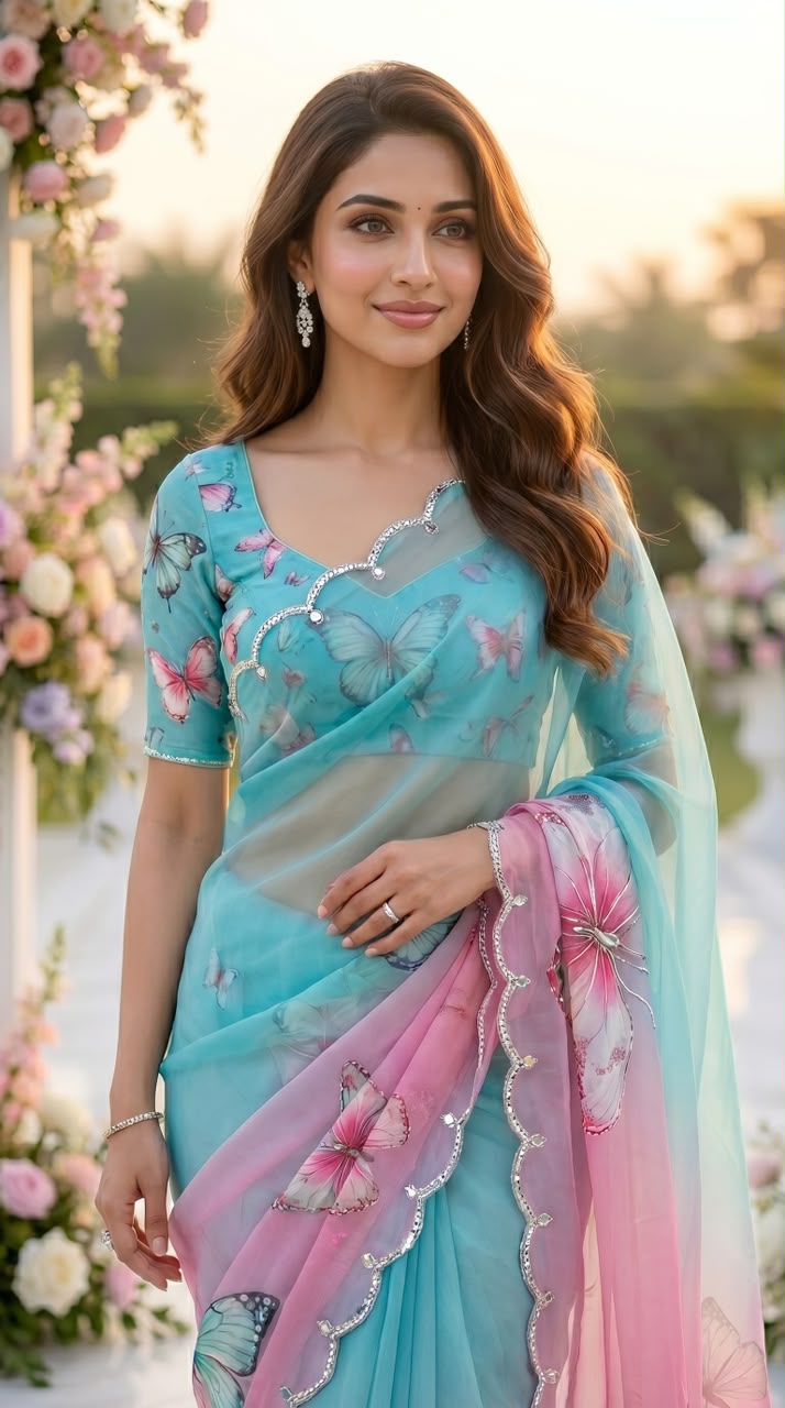 The Enchanting Butterfly & Floral Saree