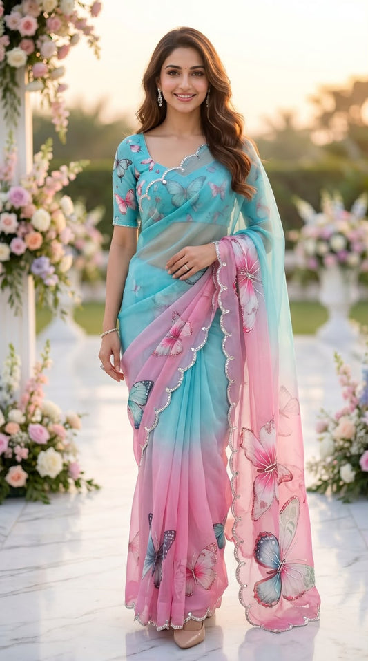 The Enchanting Butterfly & Floral Saree