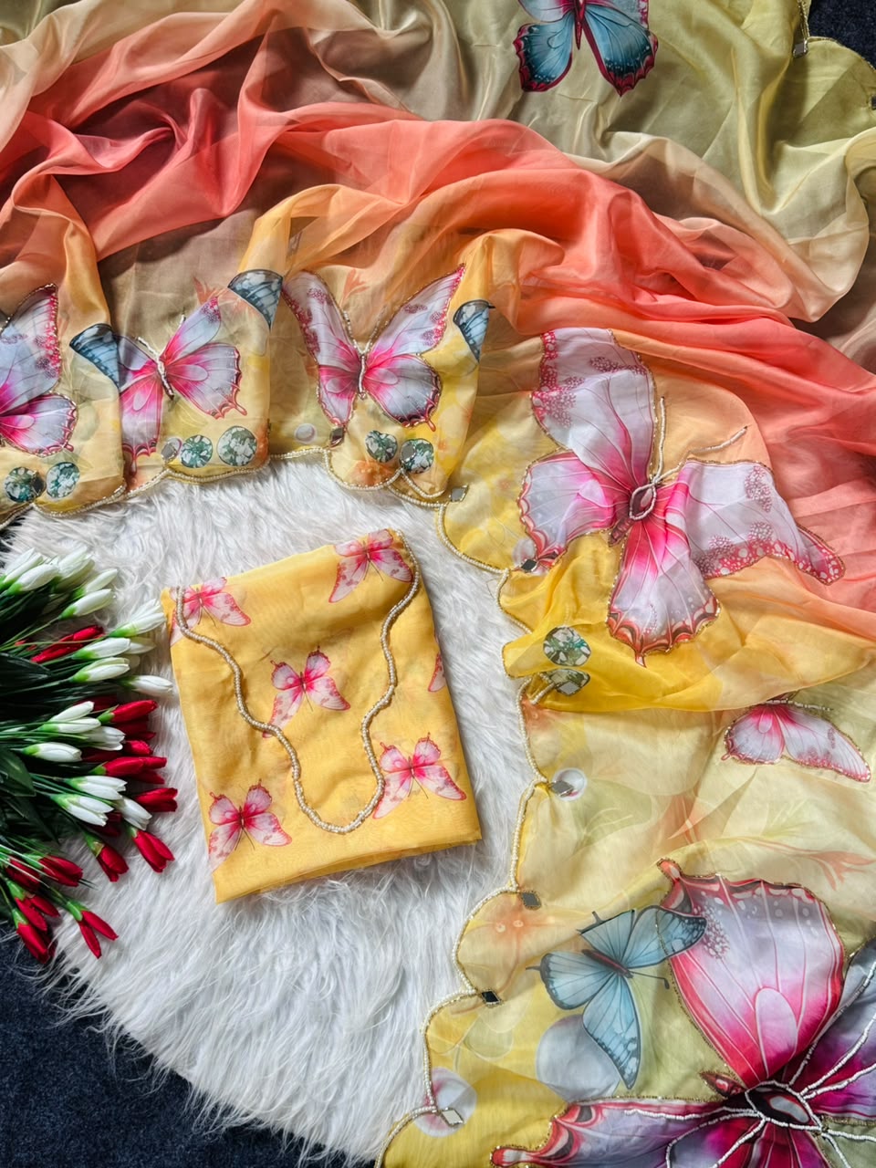 The Enchanting Butterfly & Floral Saree