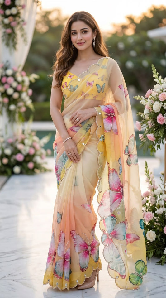 The Enchanting Butterfly & Floral Saree